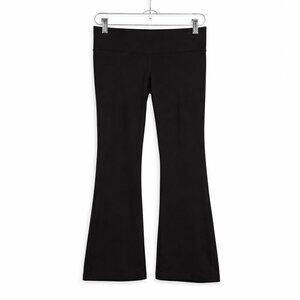 Athleta Black Capri Leggings M Mid Rise Barre Yoga Back Slit Cropped